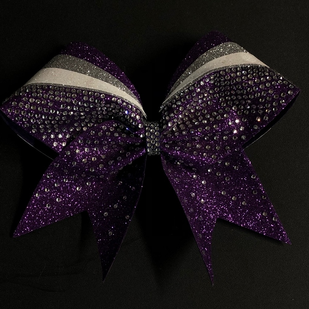 Purple bedazzled cheer bow